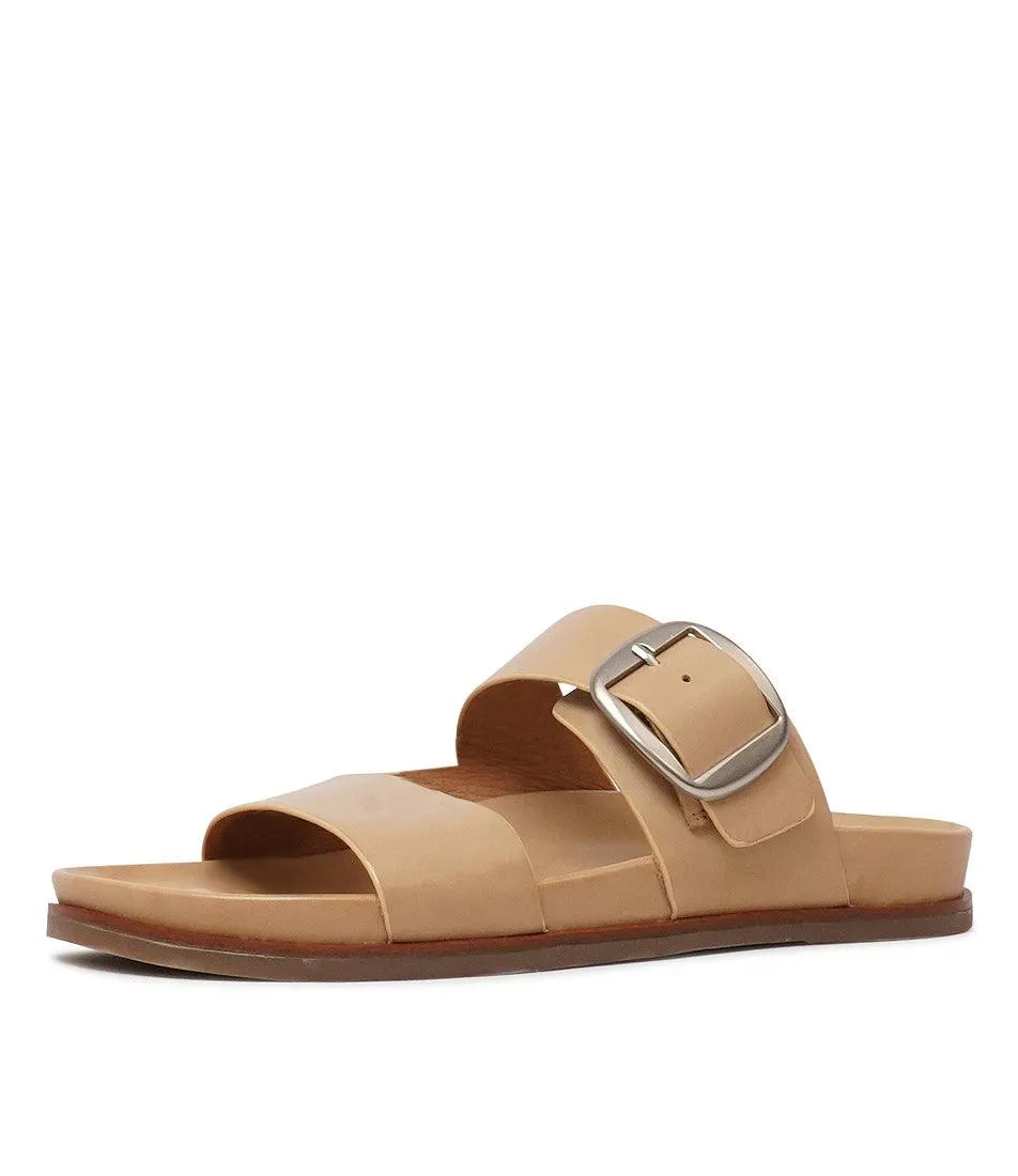 Carafe Tan Leather Slides