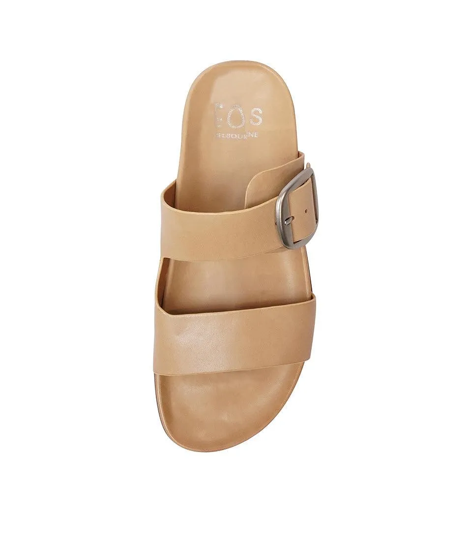 Carafe Tan Leather Slides