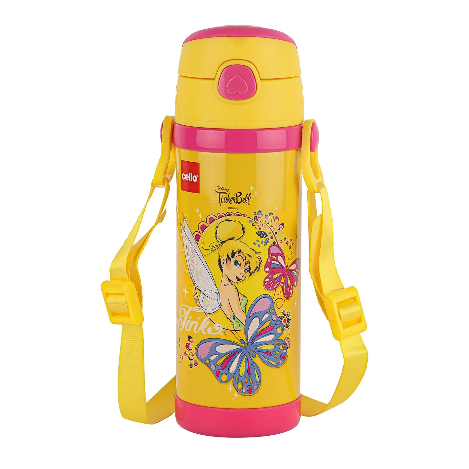 Cello Champ Vacuum Insulated Flask | Hot and Cold Kids Water Bottle | Sipper Bottle | Leak Proof | Easy to Carry | Double Walled Stainless Steel Bottle for Travel, School, Picnic | 600ml, Yellow