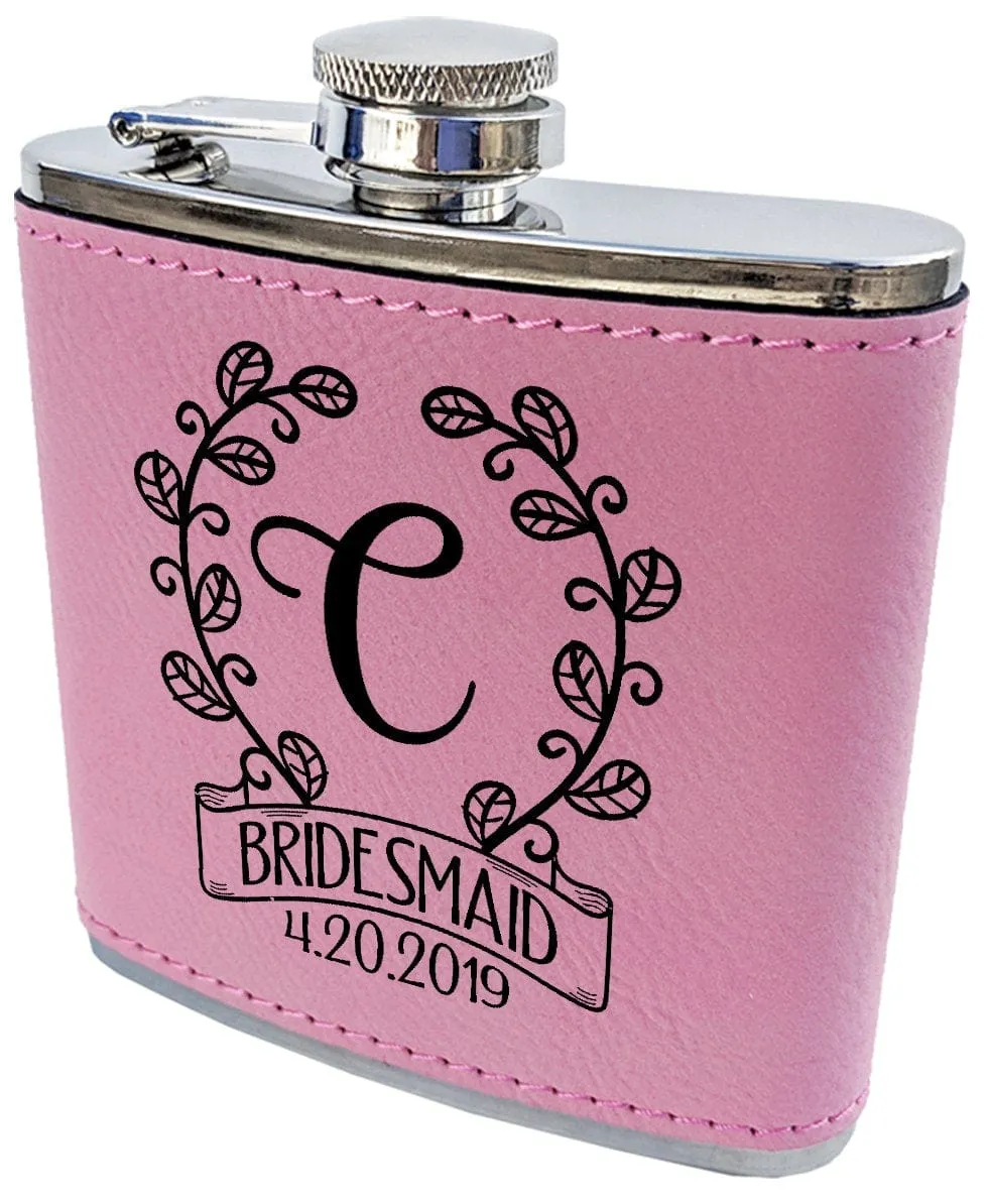 Classy Single Monogram Personalized Birthday Flask Gift Teal or Pink Engraved Womens Present from Husband Wife Anniversary Idea Team Bride