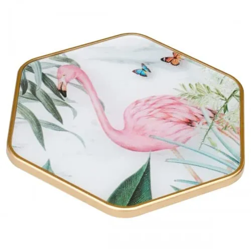 Coasters Hexagonal Flamingo Design - Set of 4