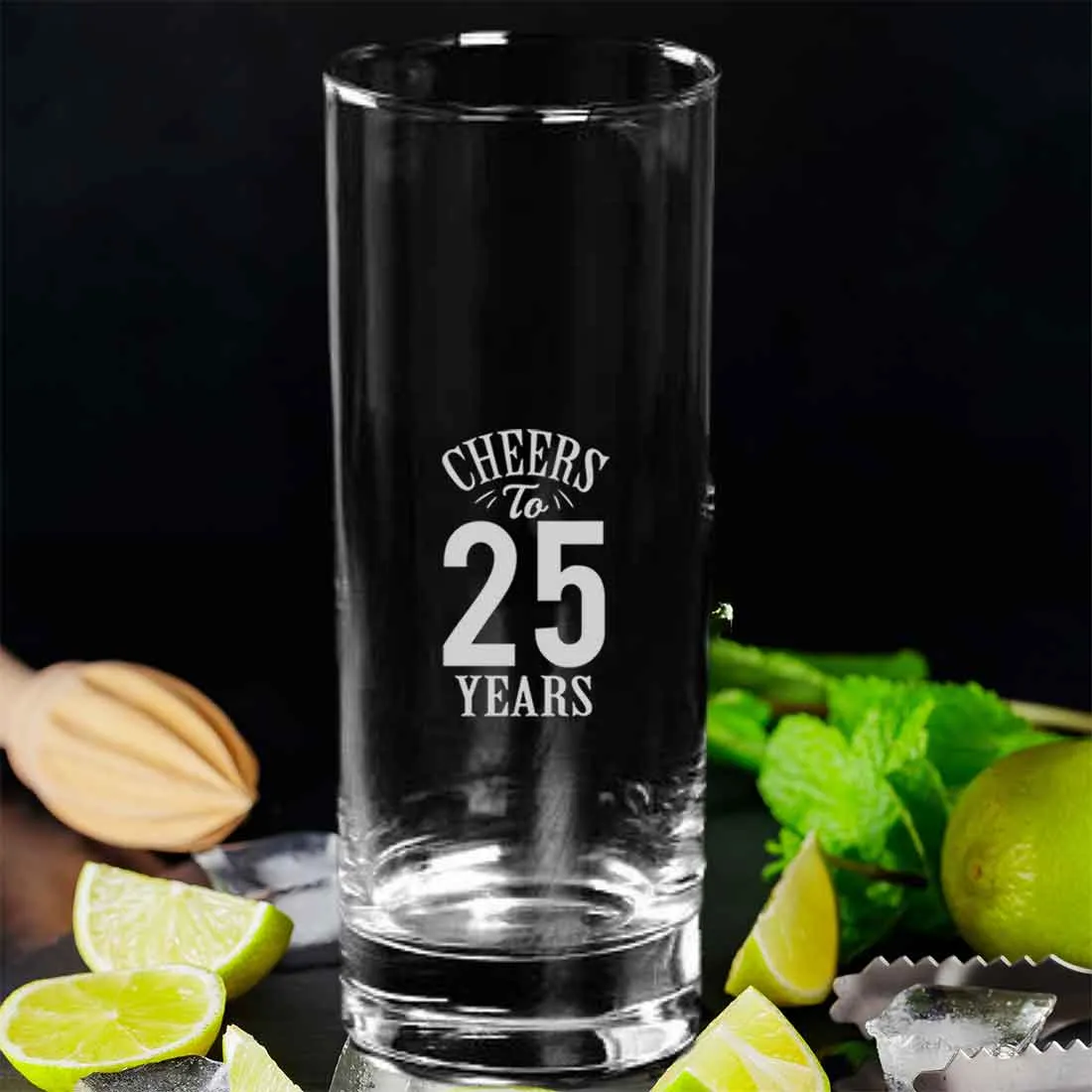 Cocktail Tall Glass Personalized with Years Engraved on Mocktail Glass - Cheers to Years