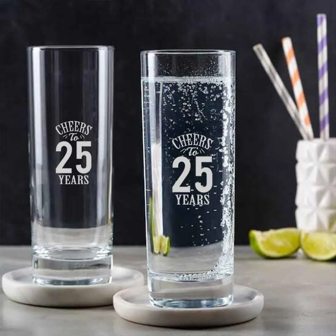 Cocktail Tall Glass Personalized with Years Engraved on Mocktail Glass - Cheers to Years