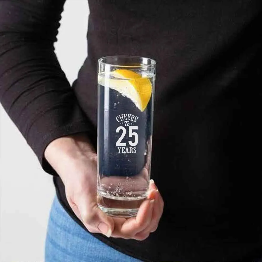 Cocktail Tall Glass Personalized with Years Engraved on Mocktail Glass - Cheers to Years