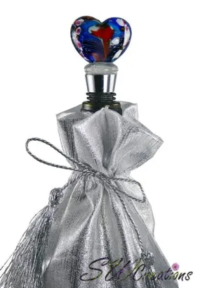 Colorful Heart Glass Wine Stopper