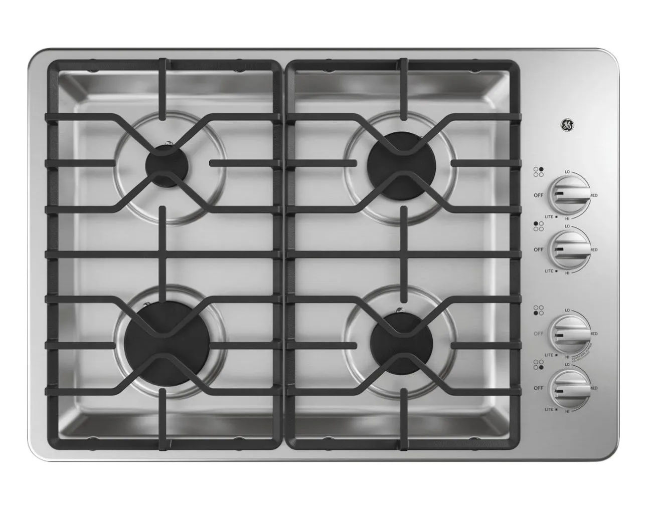 Cooktops Gas Cooktops GE 30-in 4 Burners Black Gas Cooktop