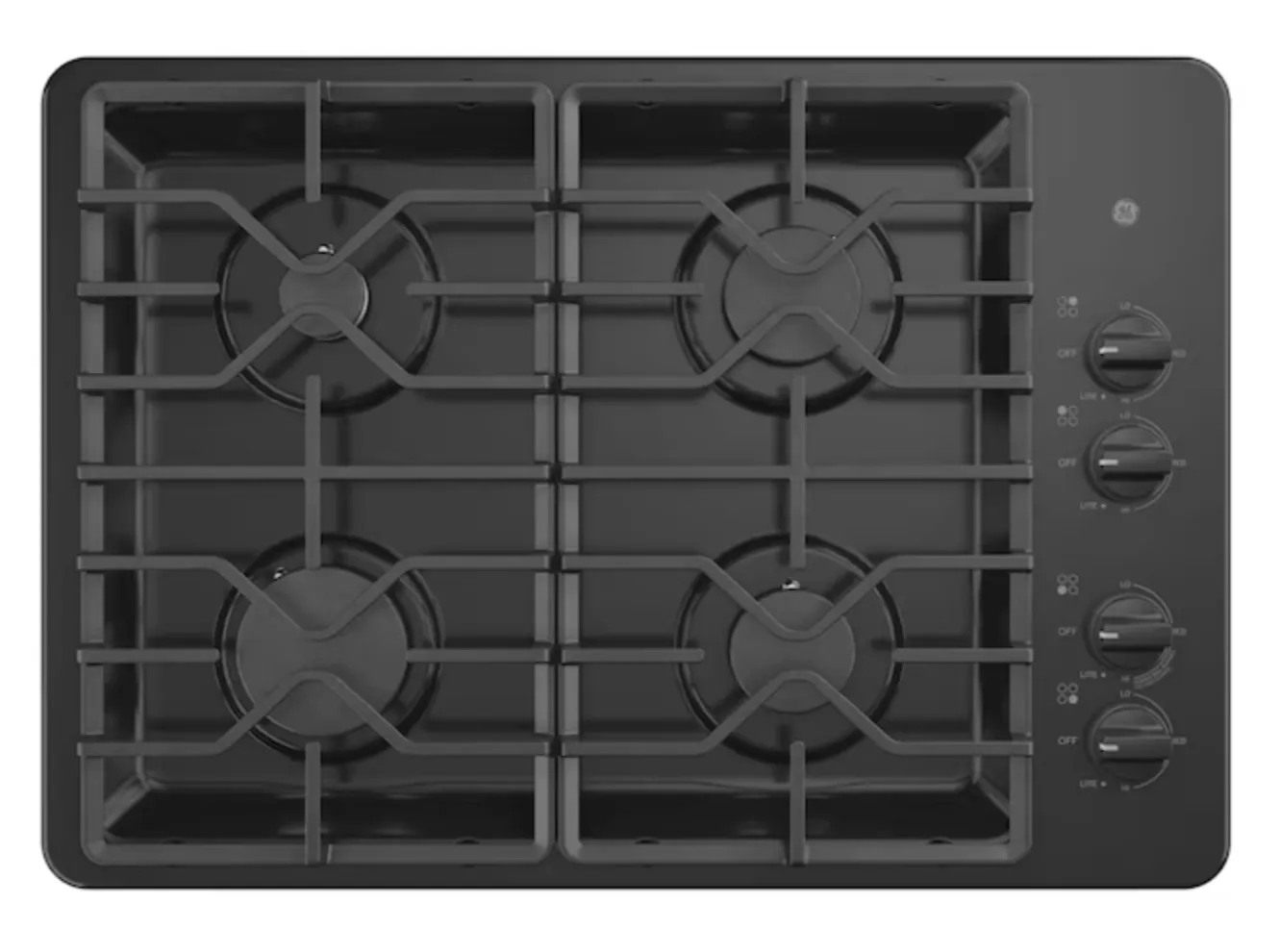 Cooktops Gas Cooktops GE 30-in 4 Burners Black Gas Cooktop