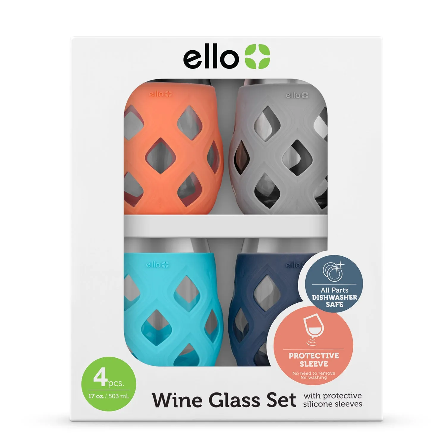 Cru Stemless Wine Glass Set with Silicone Protection