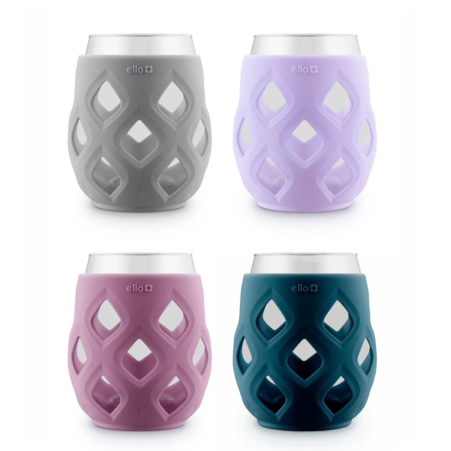 Cru Stemless Wine Glass Set with Silicone Protection