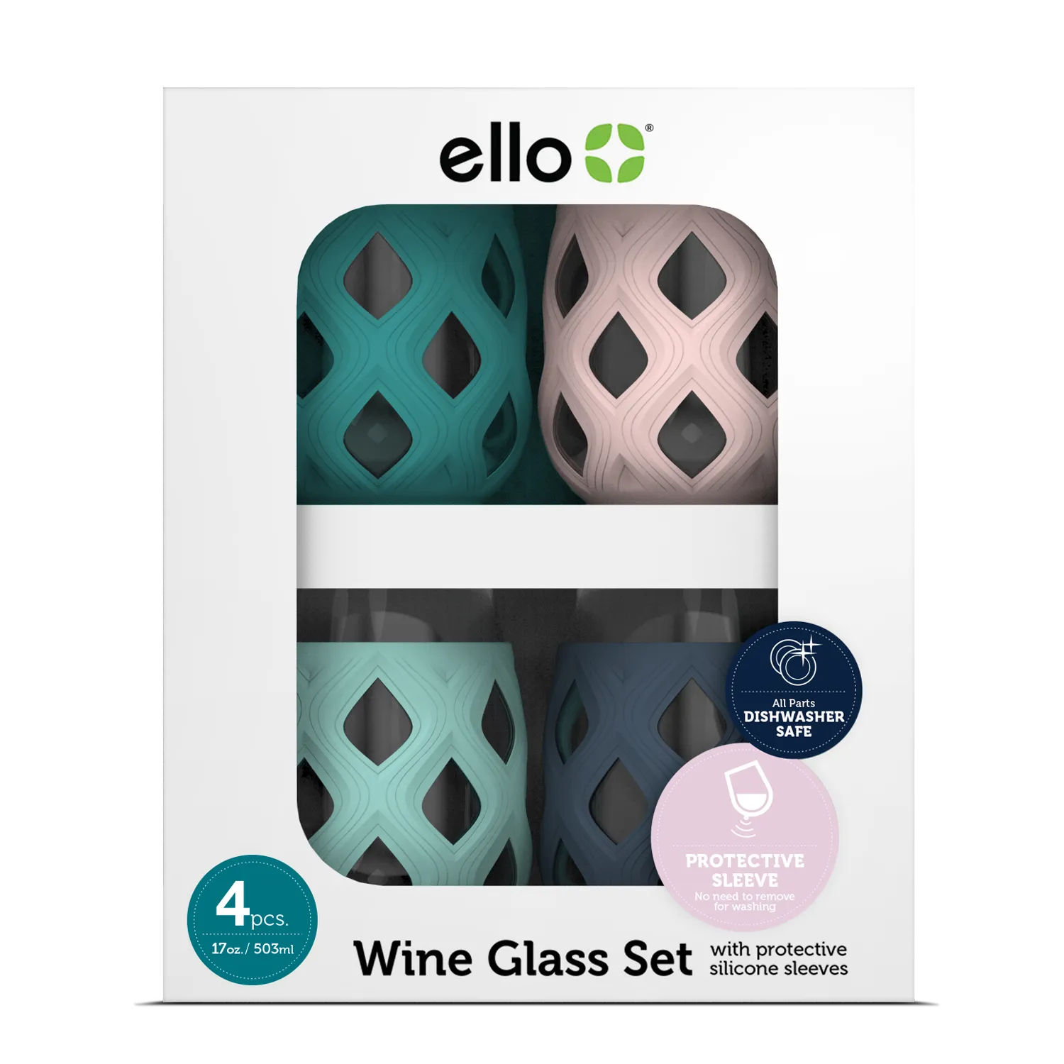 Cru Stemless Wine Glass Set with Silicone Protection