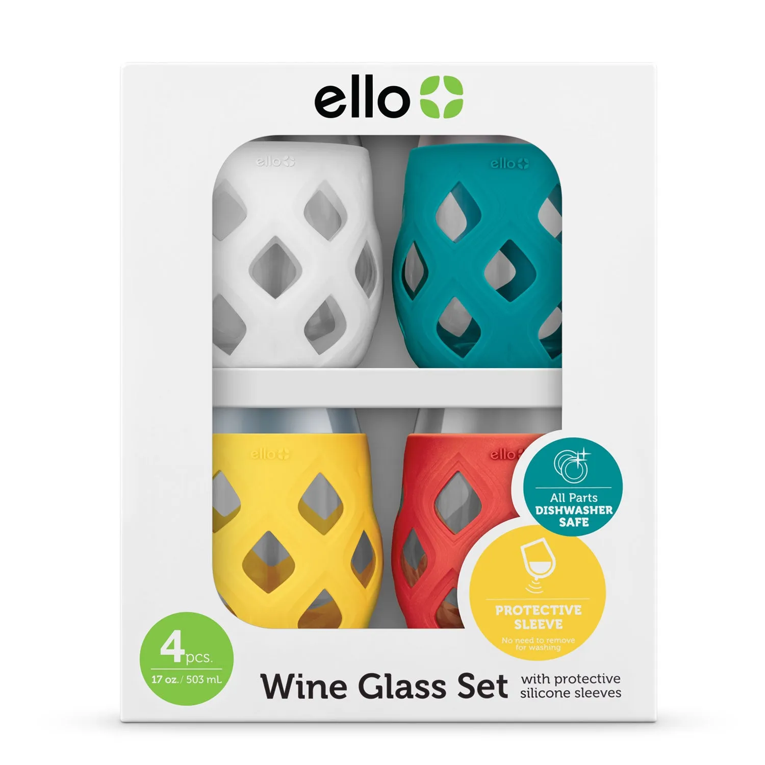 Cru Stemless Wine Glass Set with Silicone Protection