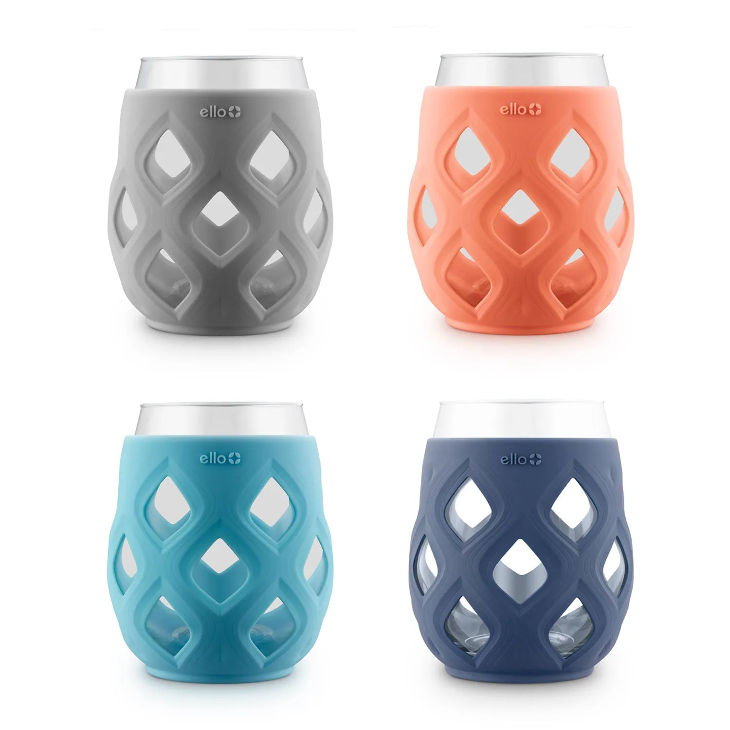 Cru Stemless Wine Glass Set with Silicone Protection