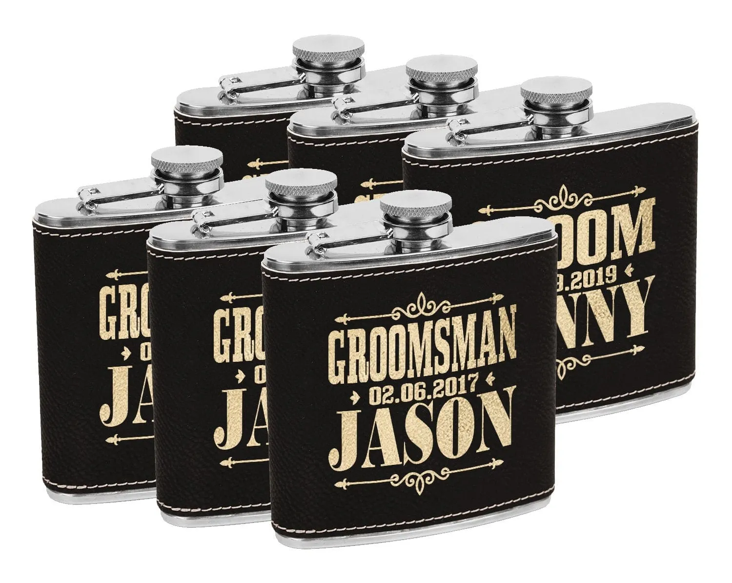 Custom Flask for Mens Birthday Idea Womens Bride Tribe Personalized Gifts Wedding Groomsmen Best Man Gold Engraved Father Mans Gift Leather