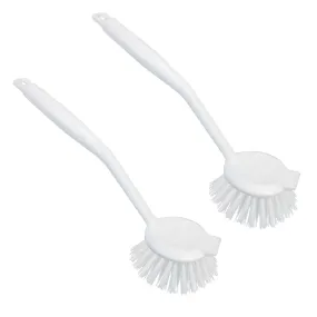 Dish Brush with Scraper, w/ Non-Scratch Bristles -2 Pack