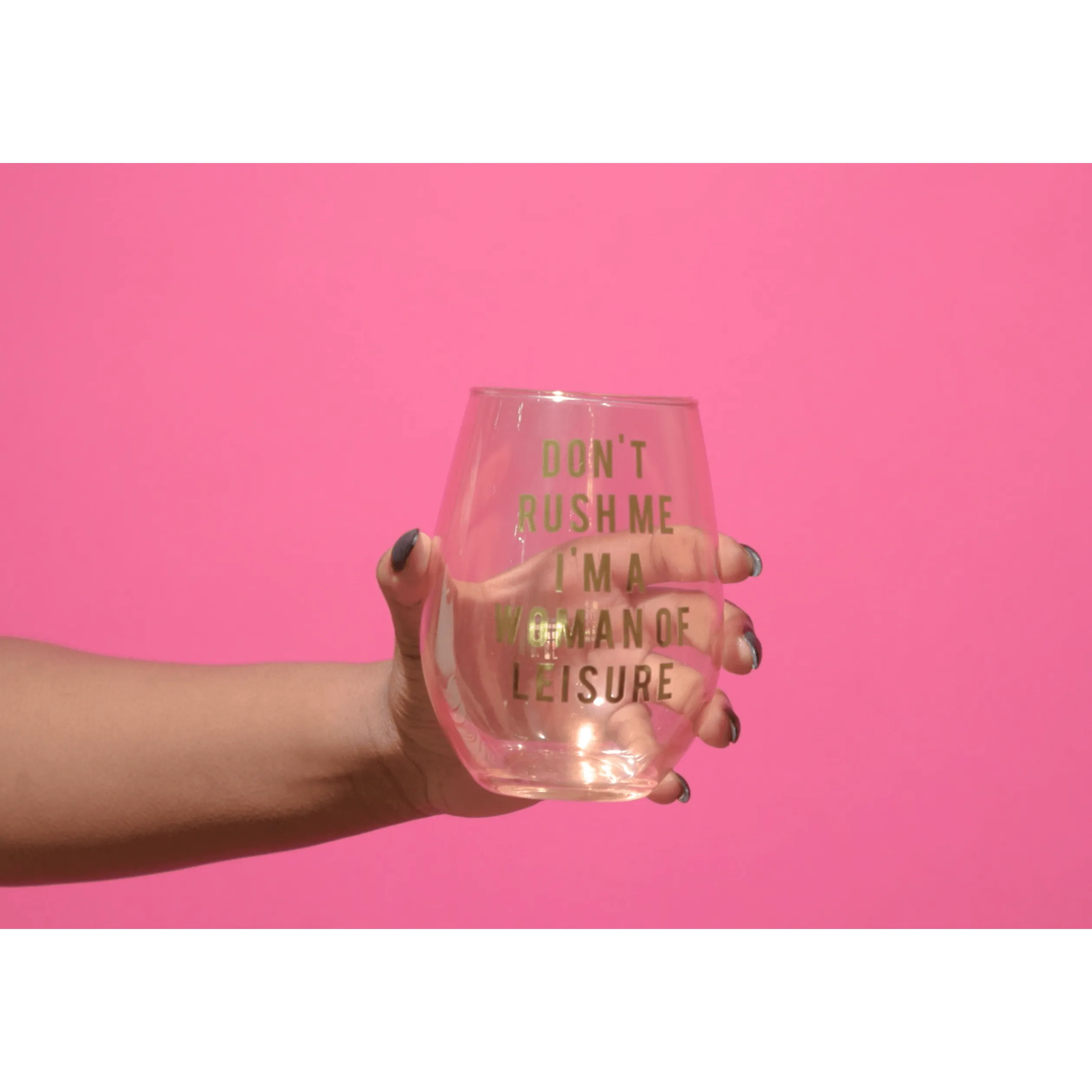 Don't Rush Me, I'm a Woman Of Leisure Stemless Wine Glass in Rose and Gold | 20 0z. | Set of 2 by The Bullish Store