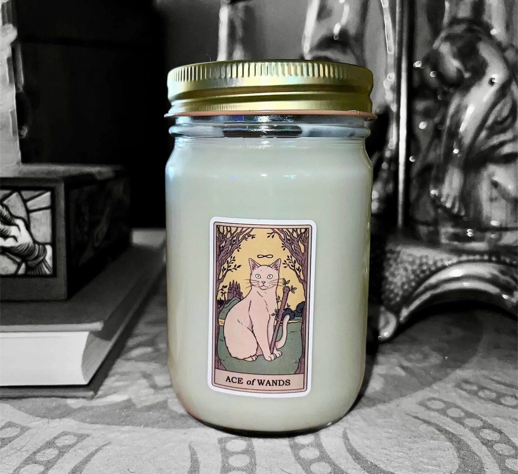 Dry Gin & Cypress Scent 12 oz Tarot Card Soy Candle