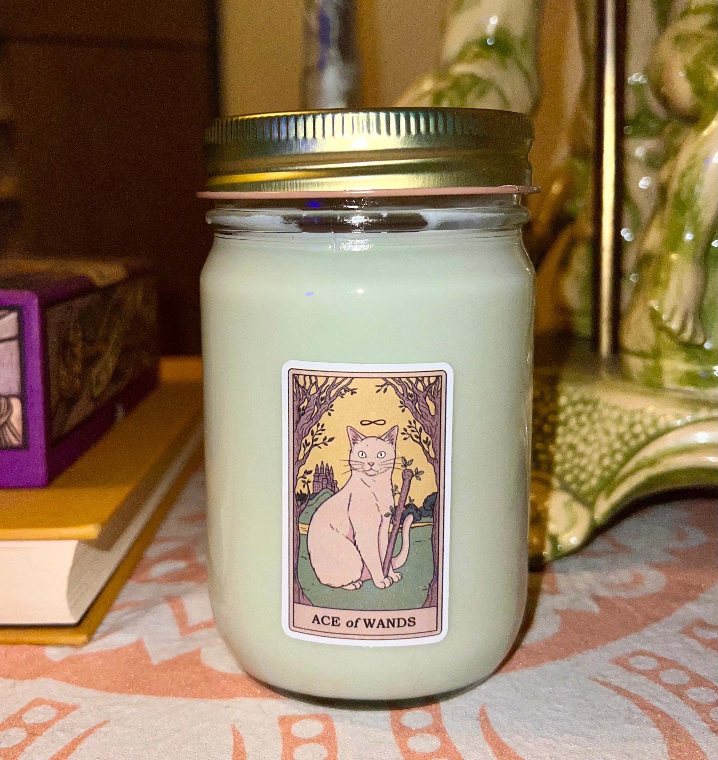 Dry Gin & Cypress Scent 12 oz Tarot Card Soy Candle