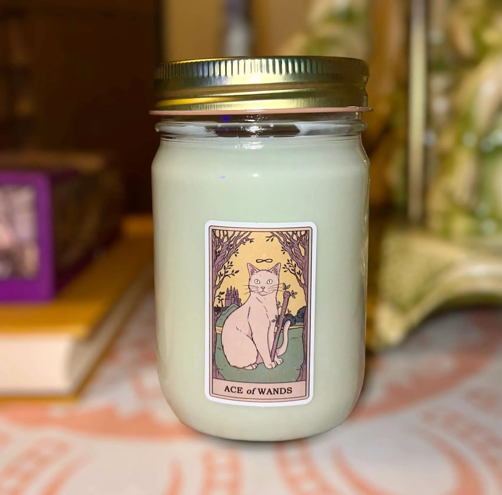 Dry Gin & Cypress Scent 12 oz Tarot Card Soy Candle