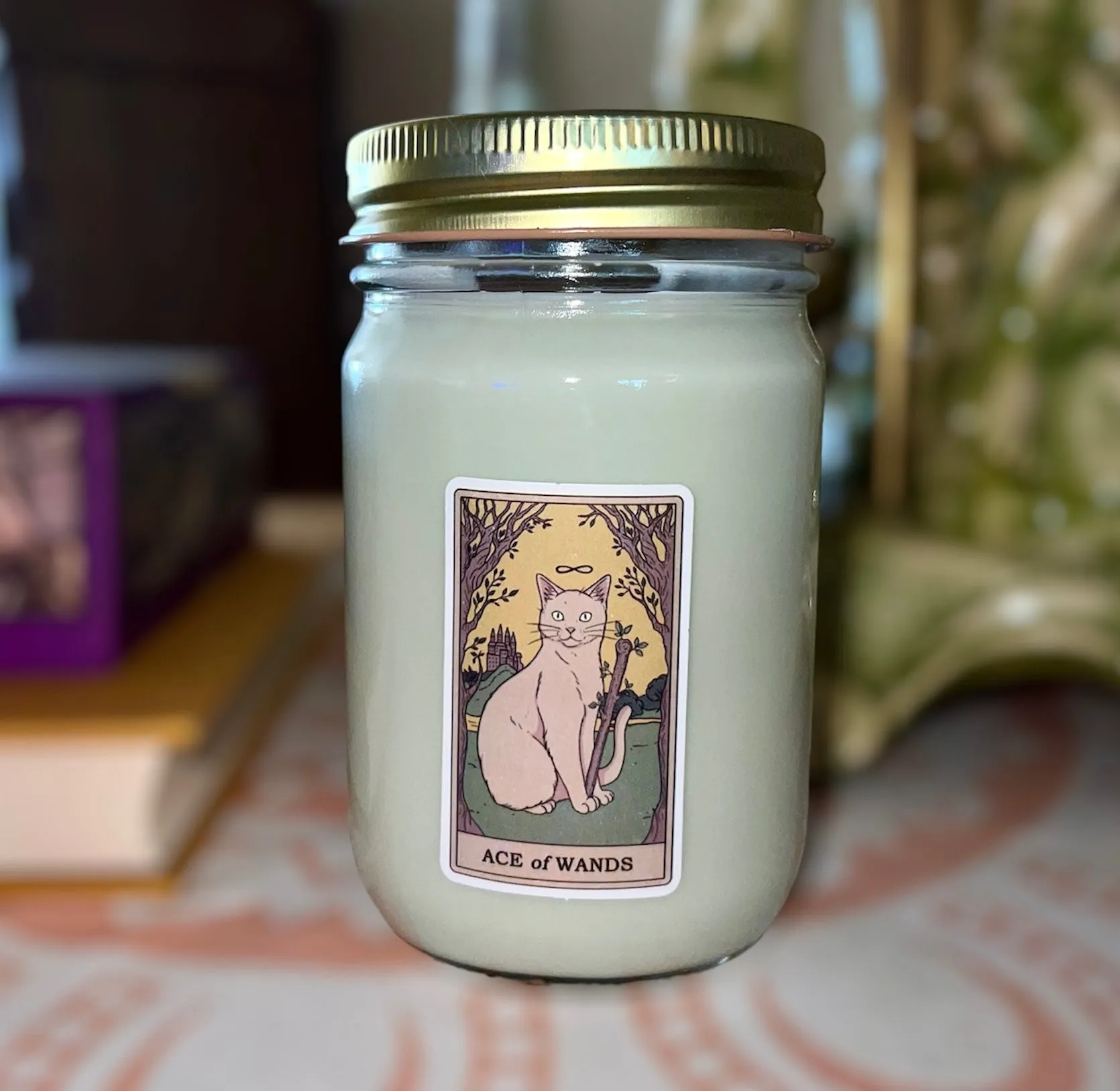 Dry Gin & Cypress Scent 12 oz Tarot Card Soy Candle