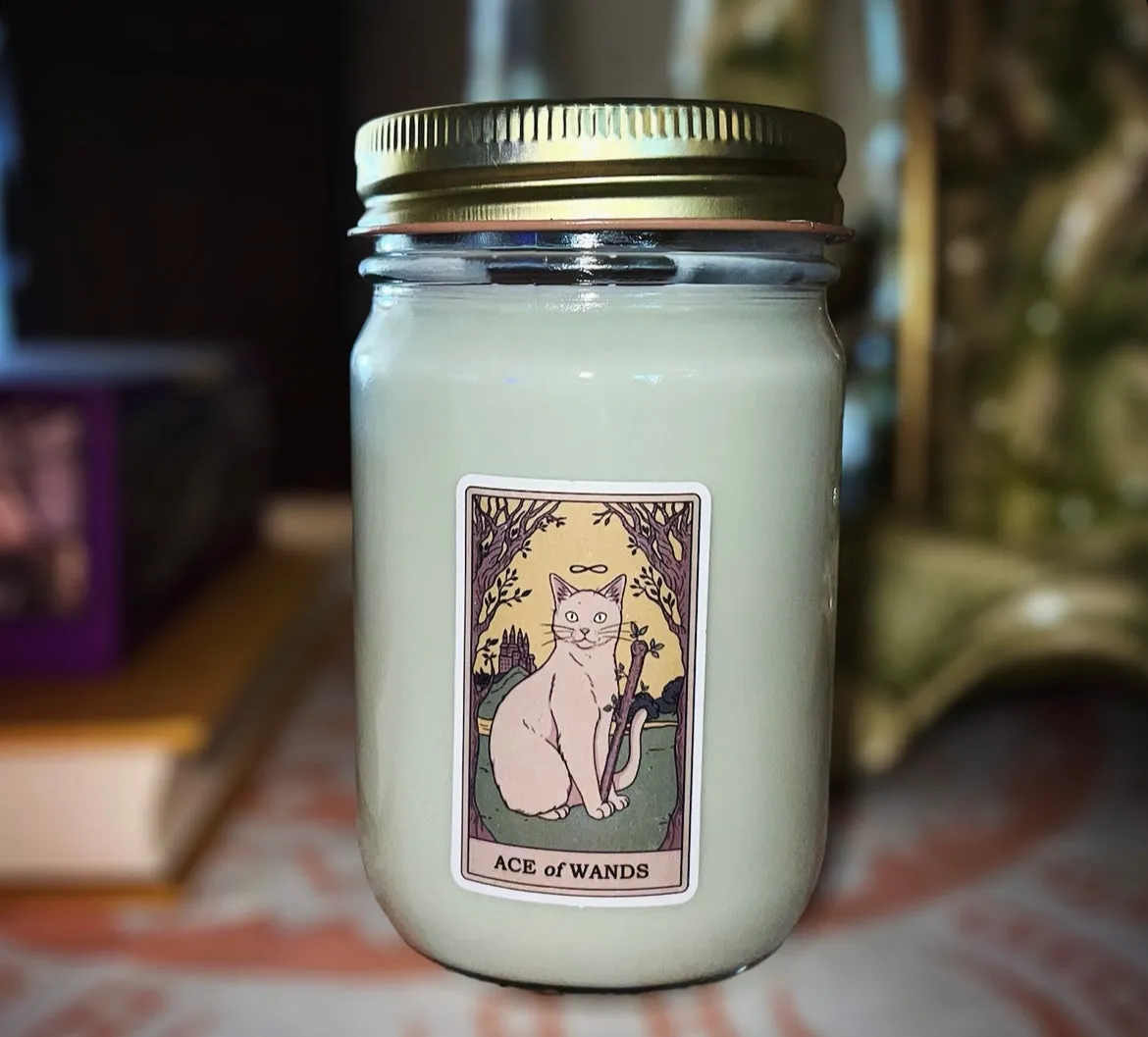 Dry Gin & Cypress Scent 12 oz Tarot Card Soy Candle