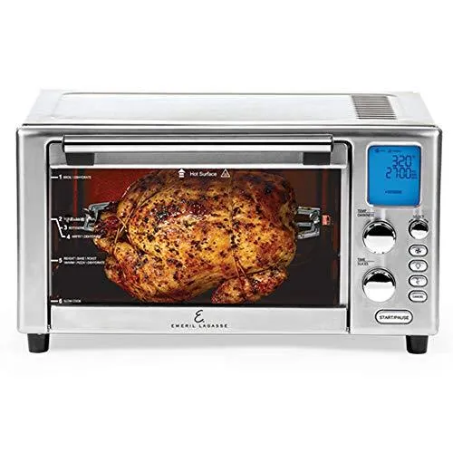 Emeril Lagasse Power AirFryer 360 Better Than Convection Ovens Hot Air Fryer Oven, Toaster Oven, Bake, Broil, Slow Cook and More Food Dehydrator, Rotisserie Spit, Pizza Function Cookbook