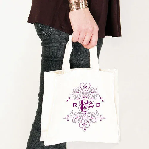 Fanciful Monogram Personalized Tote Bag Tote Bag with Gussets Lavender