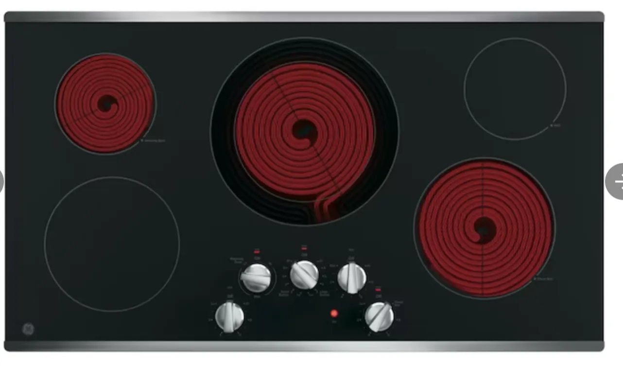 GE 36-in 5 Elements Smooth Surface (Radiant) Stainless Steel Electric Cooktop