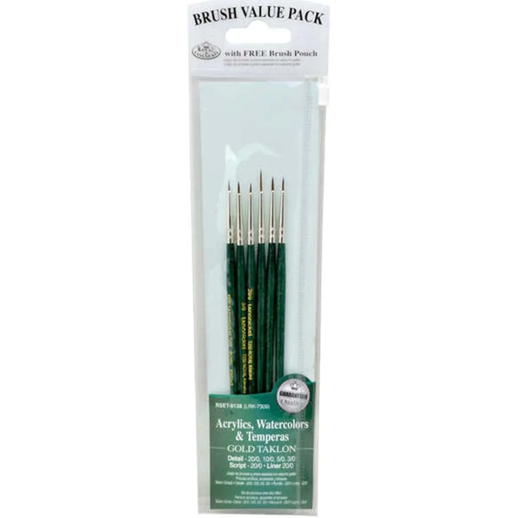 Gold Taklon Value Pack Set of 6 Brush