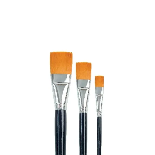 Golden Taklon Flat Brush set of 3