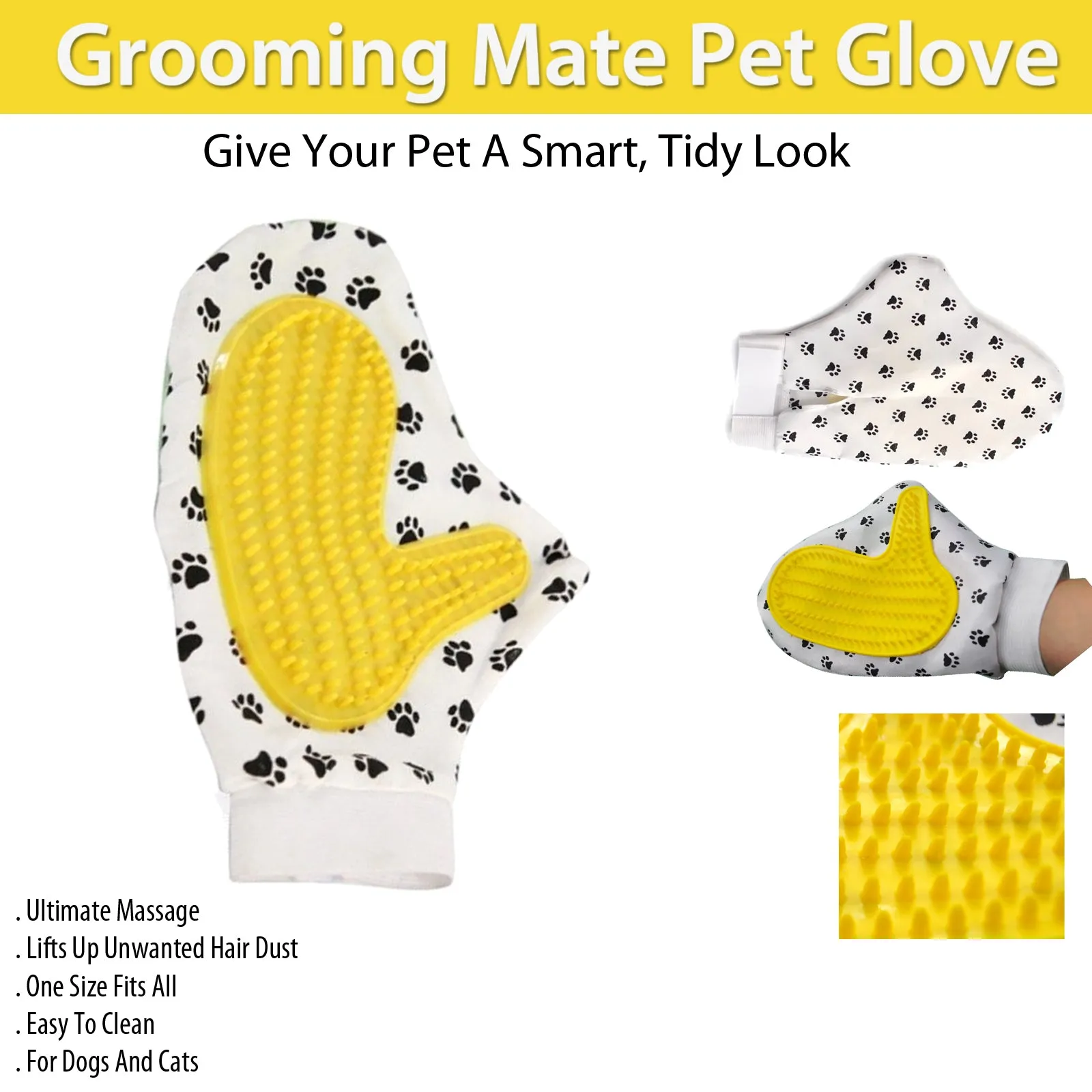 Grooming Mate Pet Glove - Effortless Grooming and De-Shedding Tool