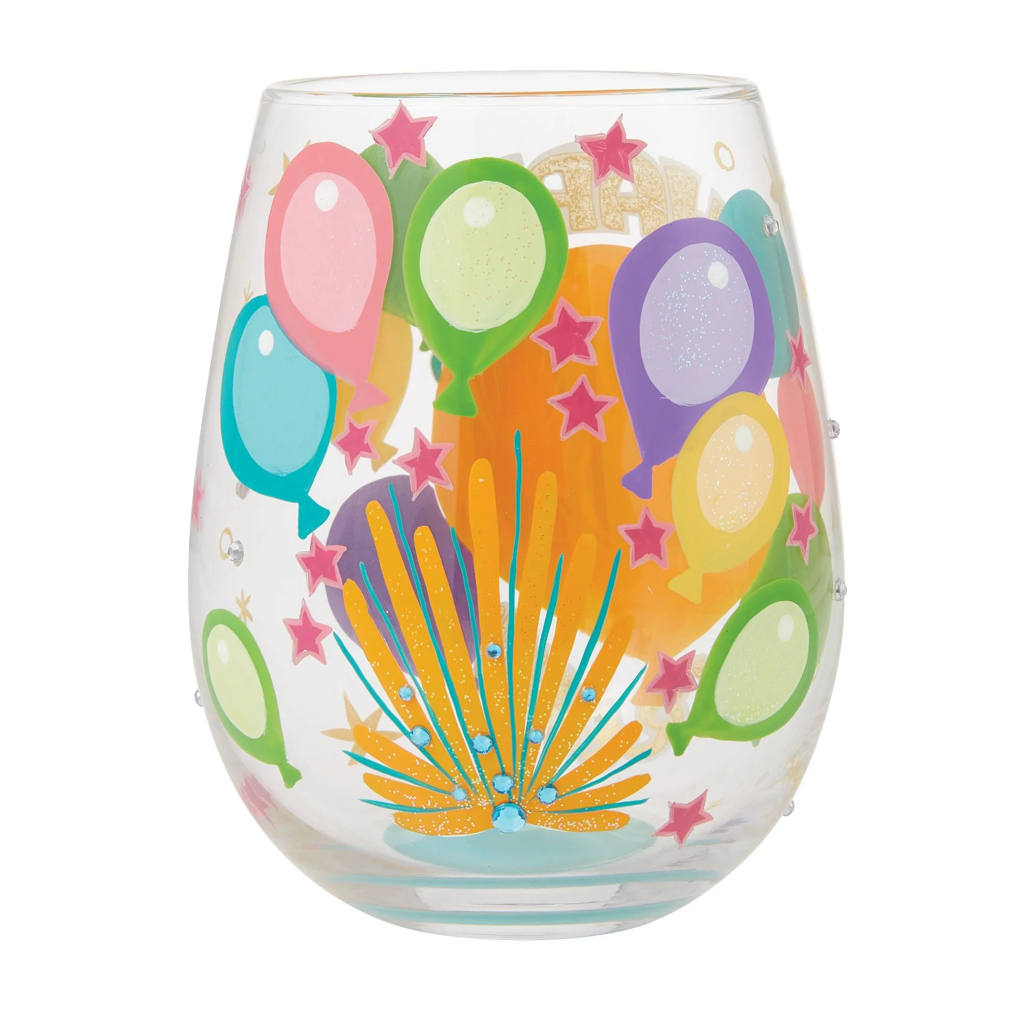 Happy 30th Birthday Hand Painted Stemless Wine Glass