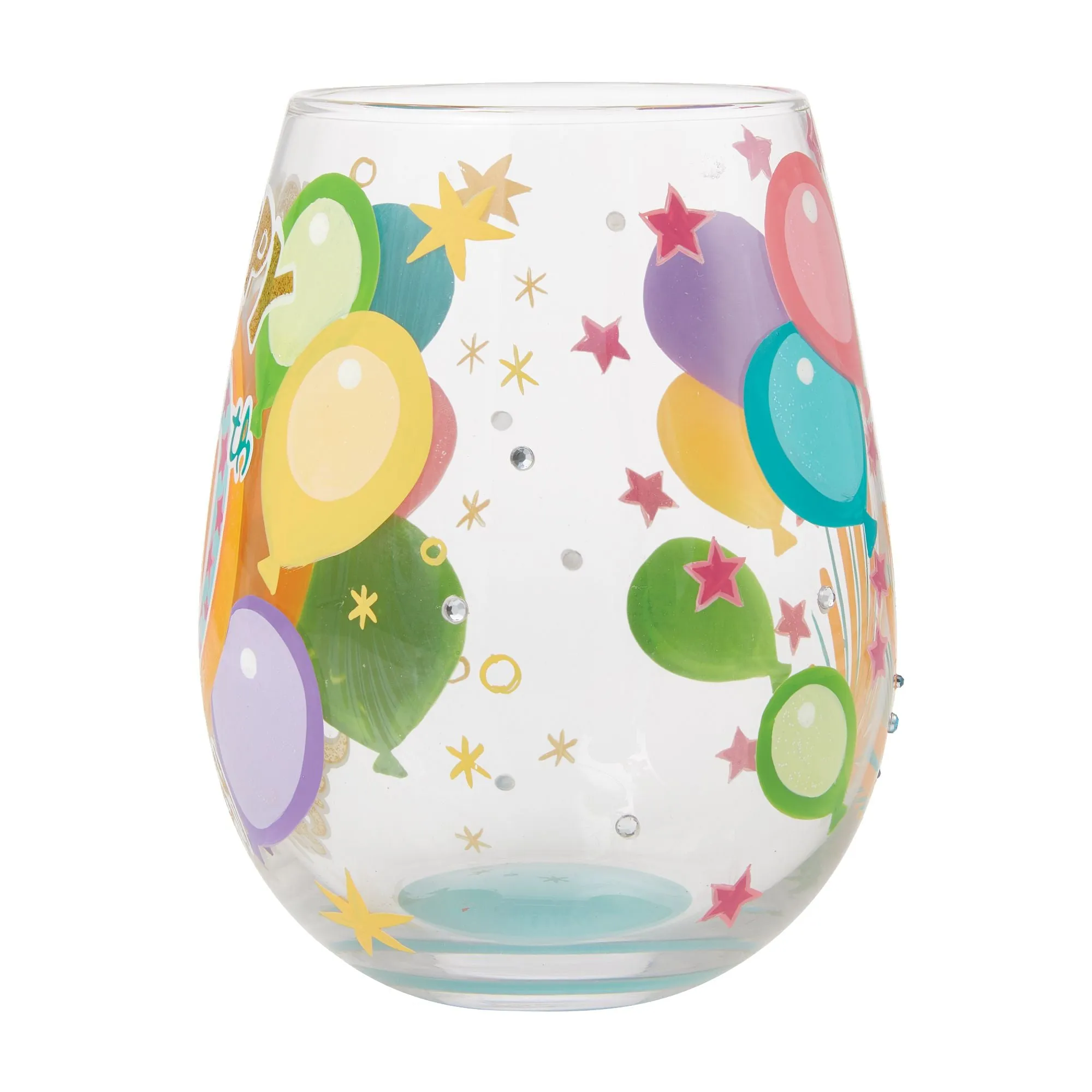 Happy 30th Birthday Hand Painted Stemless Wine Glass