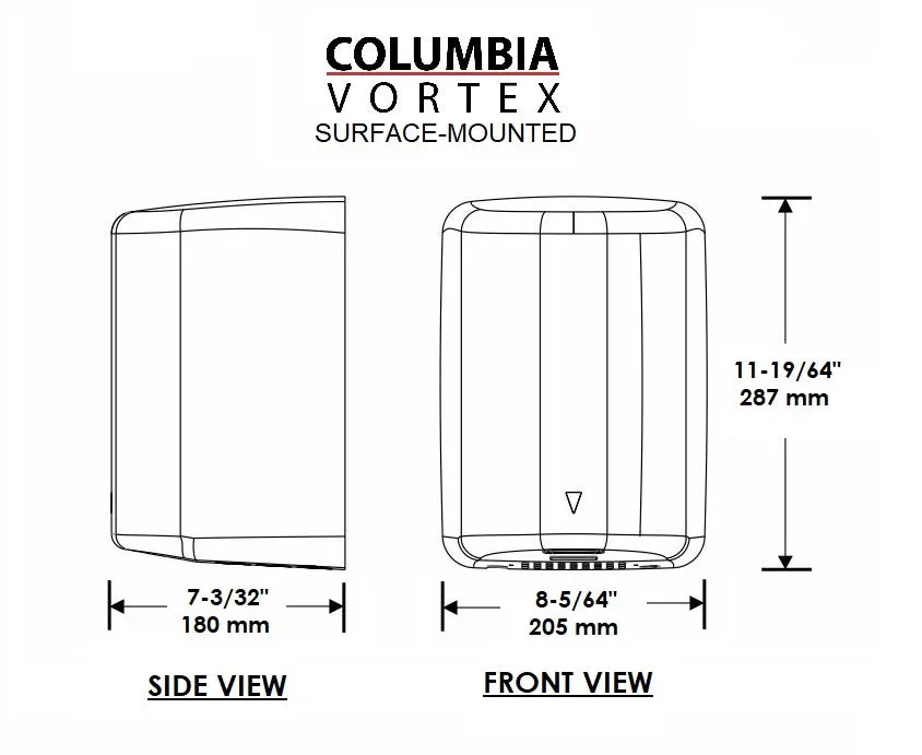 HD-617 COLUMBIA VORTEX (110V/120V) Stamped Steel Satin Chrome High Speed Hand Dryer