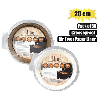 Hillhouse Air Fryer Greaseproof Liners 20cm Round 50pcs