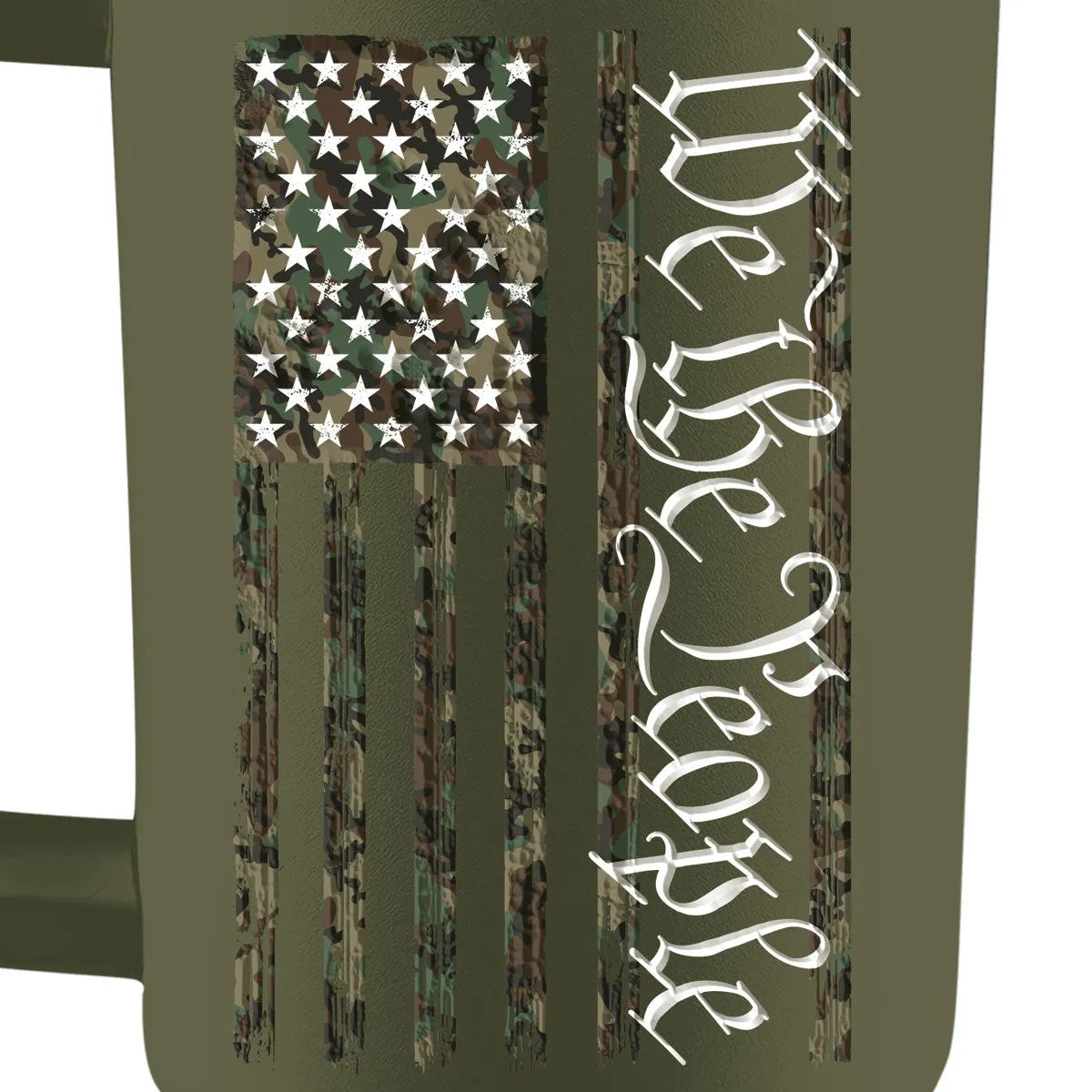 HOLD FAST 40 oz Stainless Steel Mug With Straw We The People Camo Flag