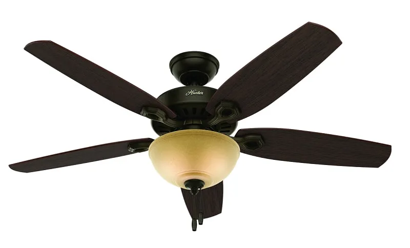 Hunter 53091 Ceiling Fan, 5-Blade, Brazilian Cherry/Stained Oak Blade, 52 in Sweep, 3-Speed, With Lights: Yes :EA: QUANTITY: 1