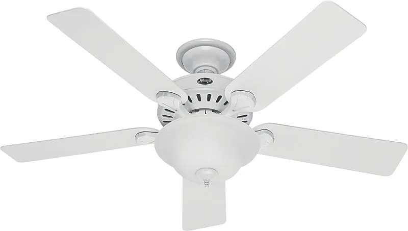 Hunter 53251/28722 Ceiling Fan, 5-Blade, Beech/White Blade, 52 in Sweep, 3-Speed, With Lights: Yes :EA: QUANTITY: 1