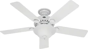 Hunter 53251/28722 Ceiling Fan, 5-Blade, Beech/White Blade, 52 in Sweep, 3-Speed, With Lights: Yes :EA: QUANTITY: 1