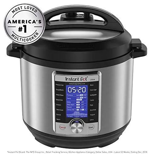 Instant Pot Ultra 60 Ultra 6 Qt 10-in-1 Multi- Use Programmable Pressure Cooker, Slow Cooker, Rice Cooker, Yogurt Maker, Cake Maker, Egg Cooker, Sauté, and more, Stainless Steel/Black