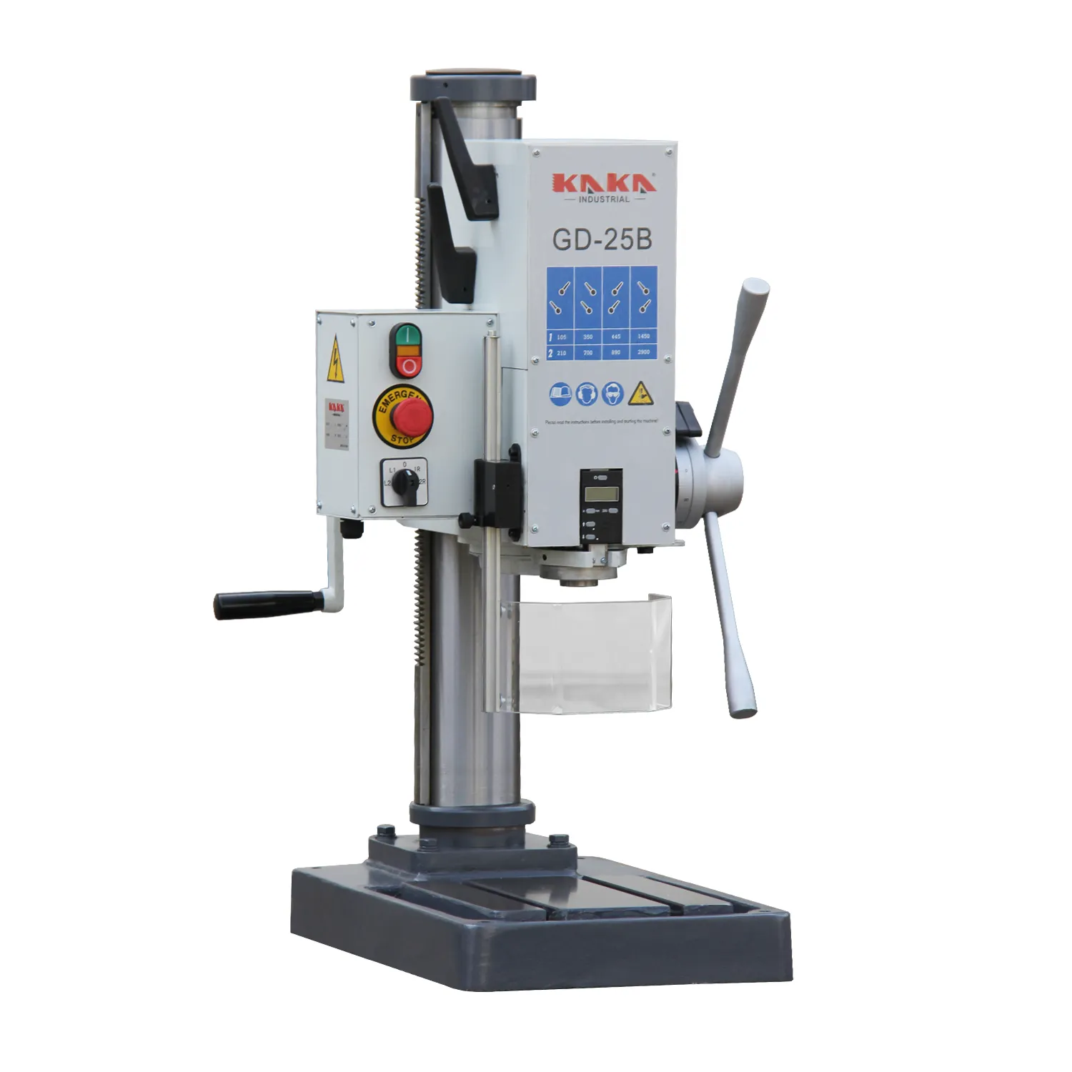 KAKA Industrial GD-25B Gear Head Vertical Drill Press, 8 Steps Speed Adjustable Head Hight Depth DRO Industrial Grade Drilling Tapping Machine with 220V 3 Phase Motor