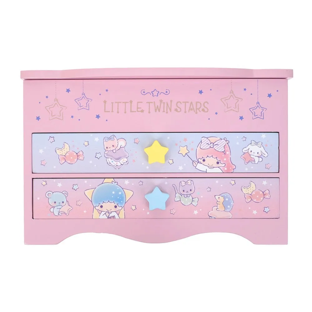 Little Twin Stars Wooden Musical Jewelry Box (Rare Find)