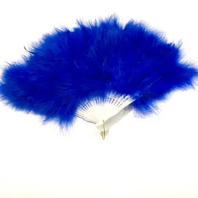 Marabou Large Deluxe Dainty Feather Fan - Royal Blue (Style 1)