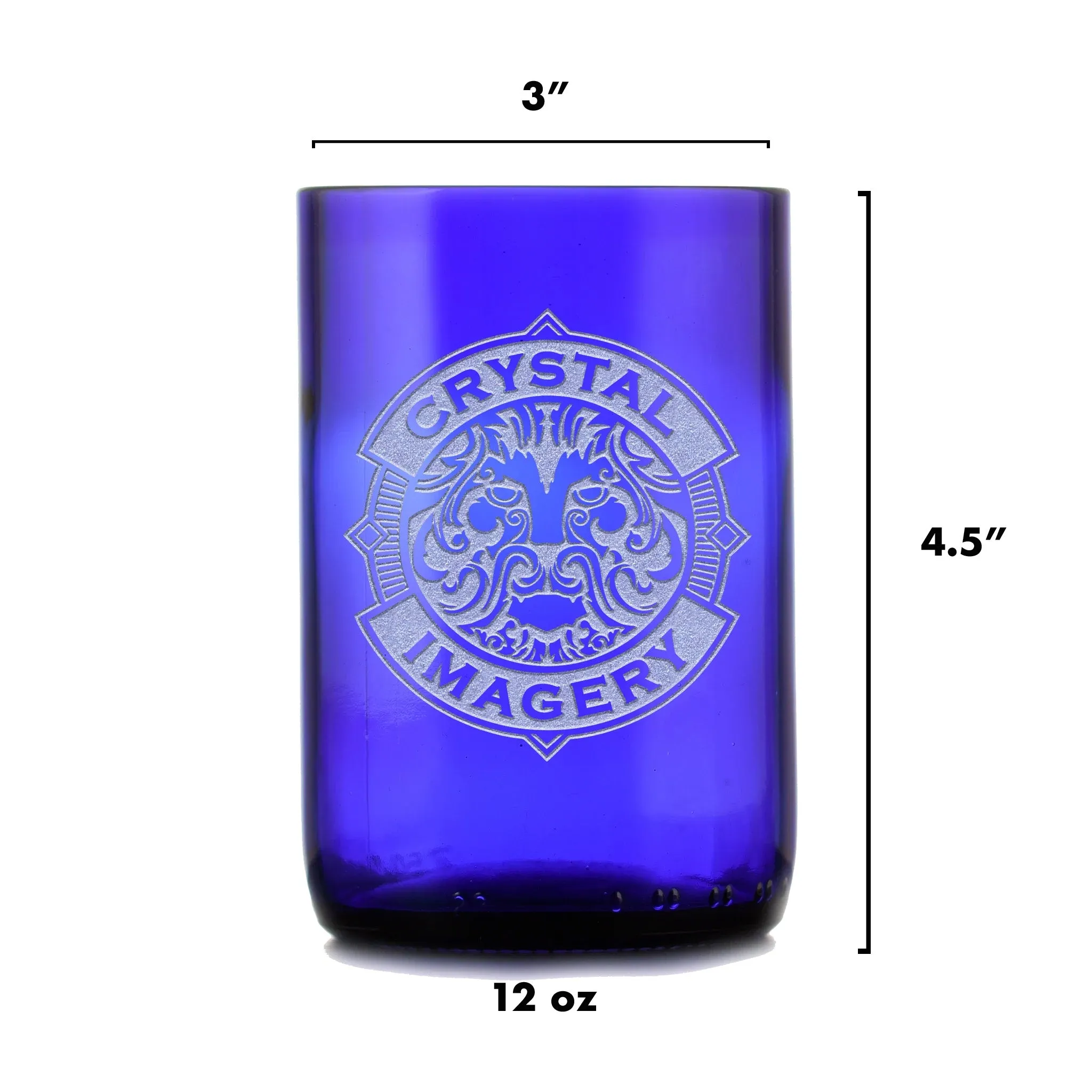 Marines Gift, Engraved Recycled Blue Wine Bottle Glass