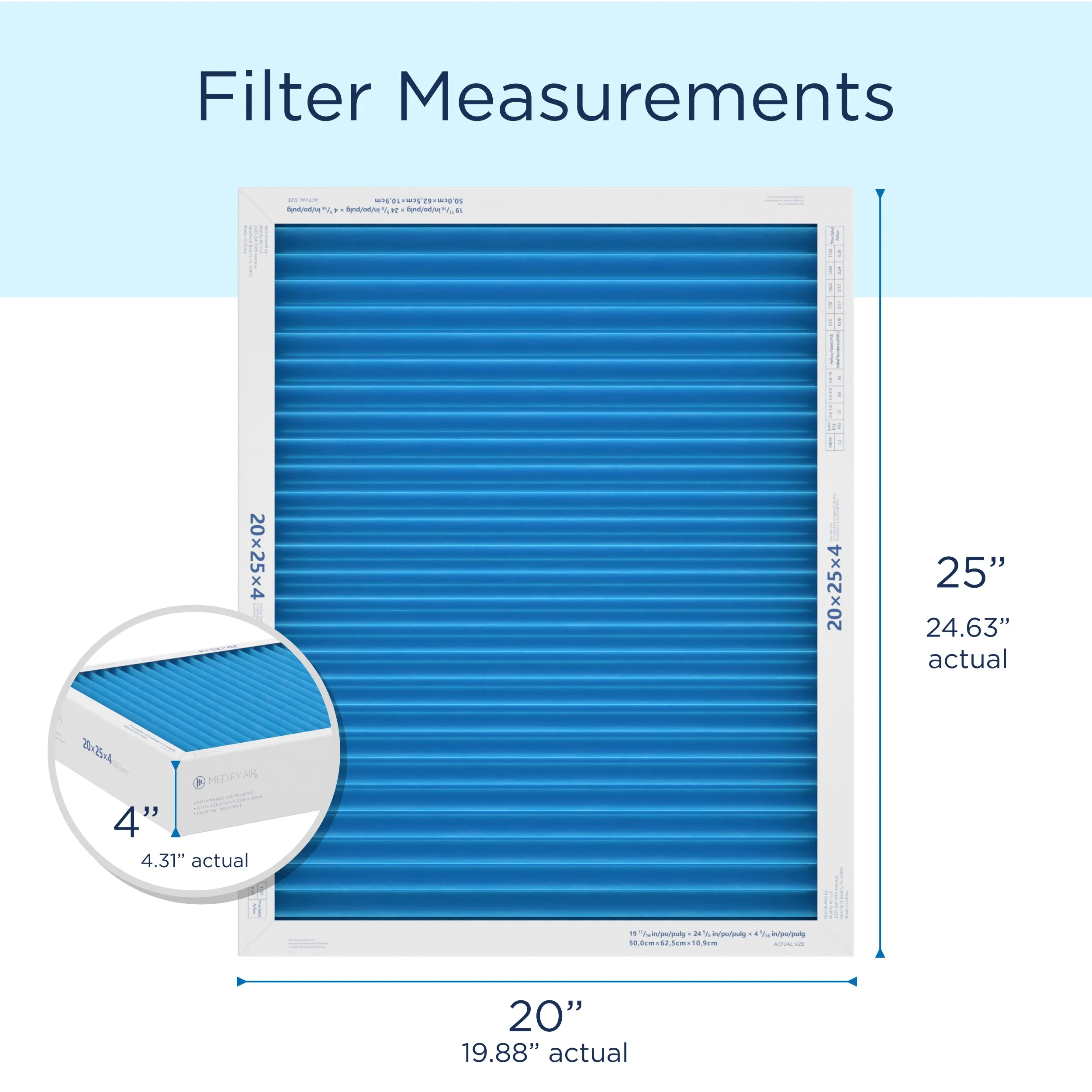 MERV 20" x 25" x 4" HVAC Filter