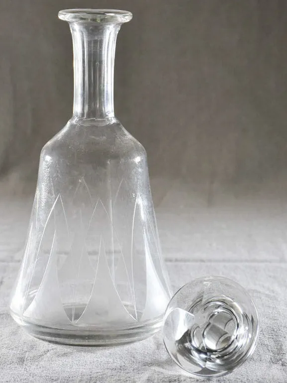 Mid-century French carafe with engraved pattern