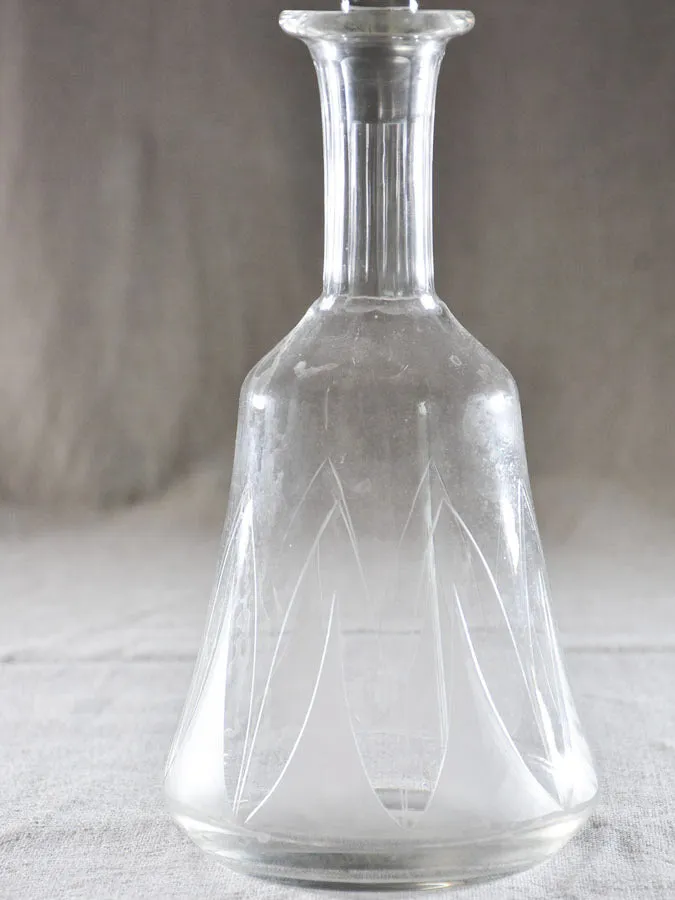 Mid-century French carafe with engraved pattern