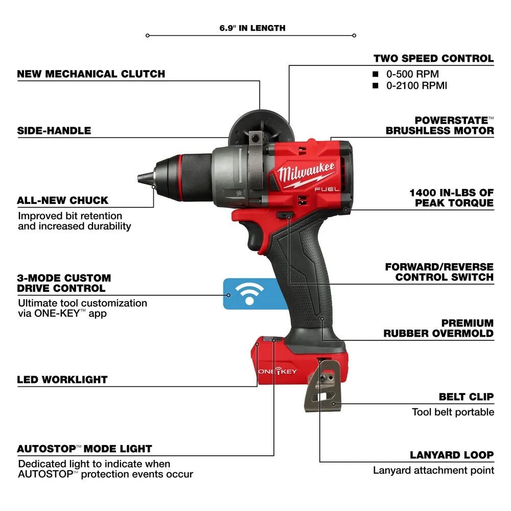 Milwaukee 2906-20 M18 FUEL 1/2" Hammer Drill/Driver w/ ONE-KEY