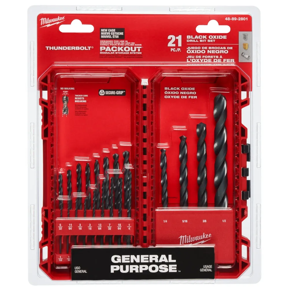 Milwaukee 48-89-2801 Thunderbolt Black Oxide Drill Bit Set - 21 PC