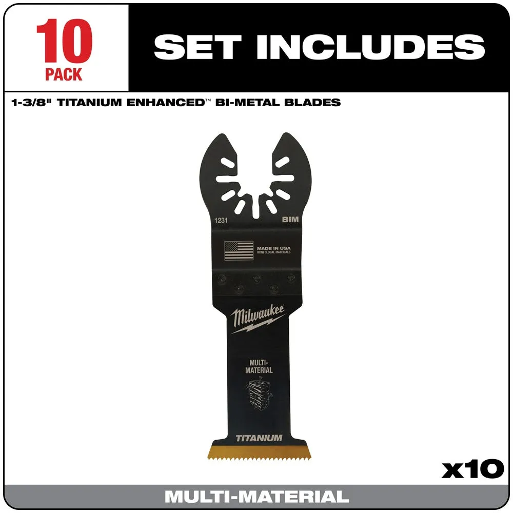 Milwaukee  49-25-1239 Milwaukee® OPEN-LOK™ 1-3/8" TITANIUM ENHANCED BI-METAL MULTI-MATERIAL BLADES 10PK