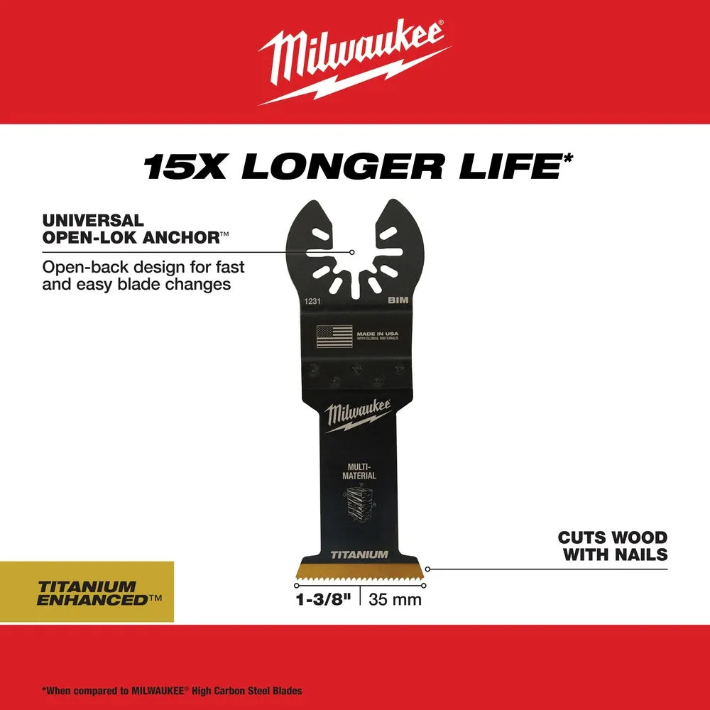 Milwaukee  49-25-1239 Milwaukee® OPEN-LOK™ 1-3/8" TITANIUM ENHANCED BI-METAL MULTI-MATERIAL BLADES 10PK